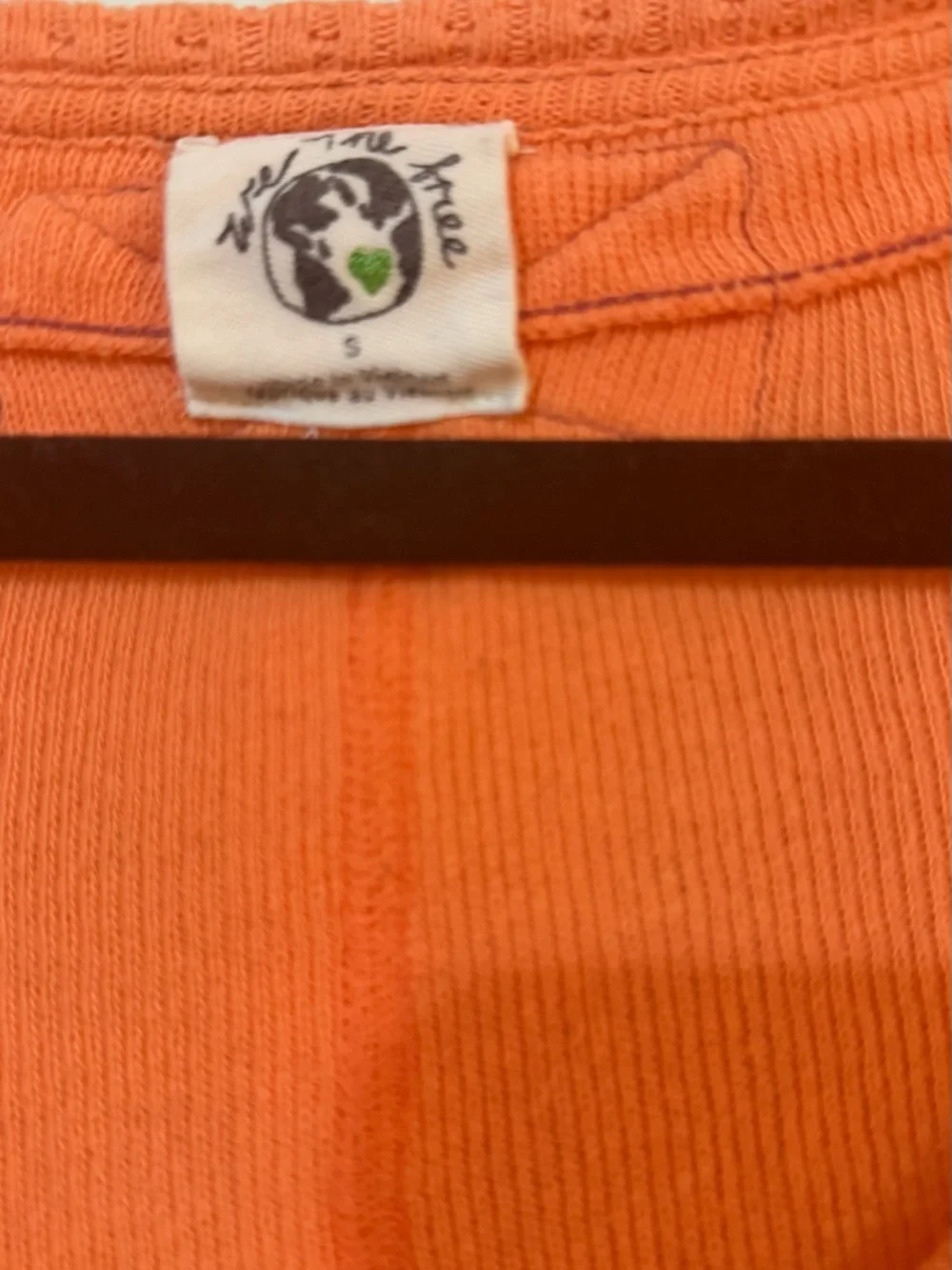 Free People Orange Raw-Hem V-Neck Pullover